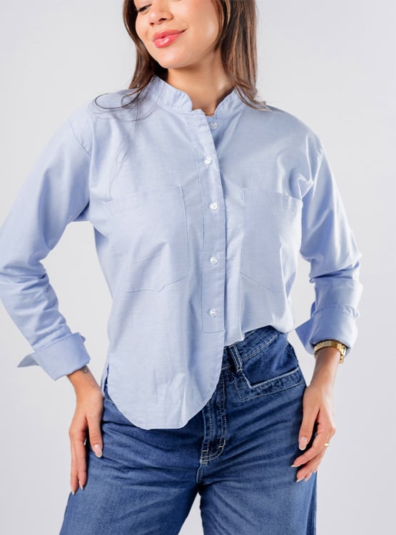 BLUSA OVERSIZE CUELLO CHINO DAMA - 2