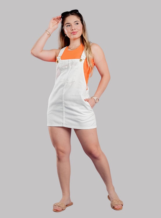 FALDA OVEROL DRILL BLANCO MUJER ROXJES - 1