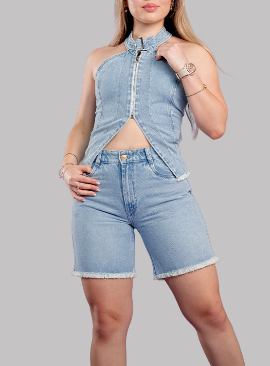 SHORT BIKER DENIM MUJER ROXJES - 3