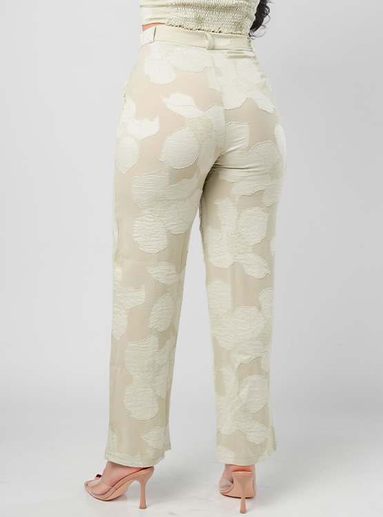 PANTALON RECTO AURA LINO LABRADO MUJER - 3