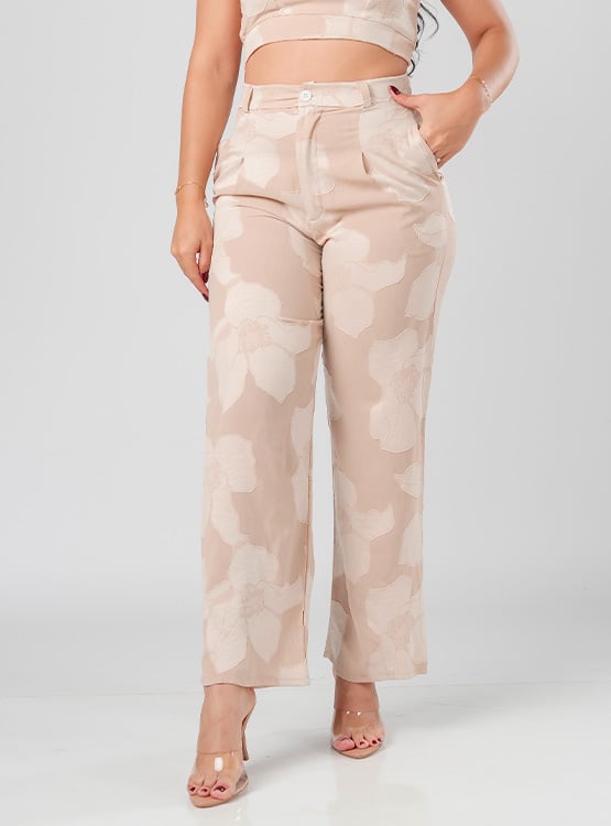 PANTALON RECTO AURA LINO LABRADO MUJER - 1