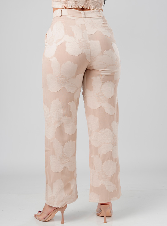 PANTALON RECTO AURA LINO LABRADO MUJER - 2