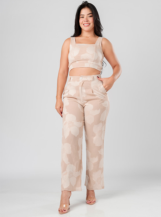 PANTALON RECTO AURA LINO LABRADO MUJER - 3