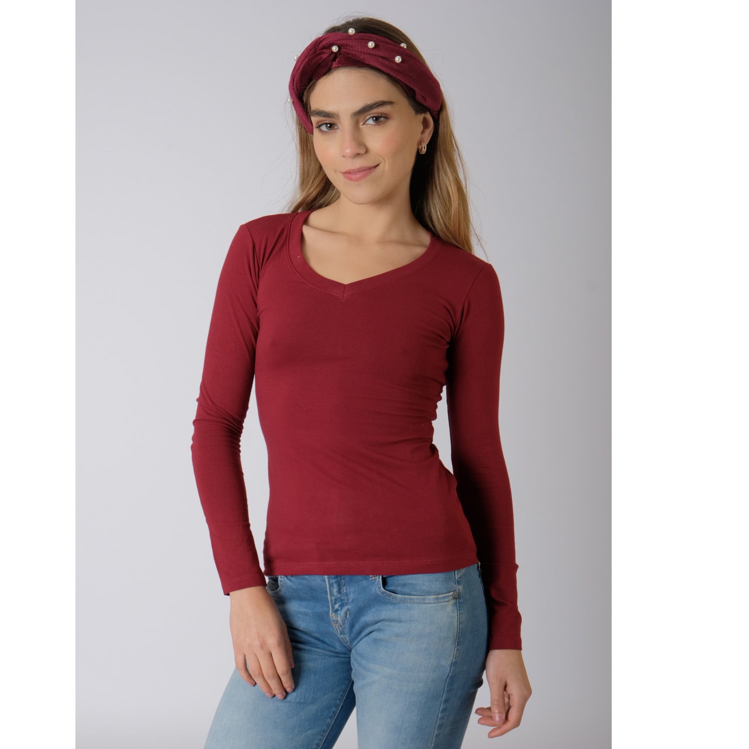 POLO MANGA LARGA LICRA MUJER AZAYU VINO AZAYU BÁSICO - 2