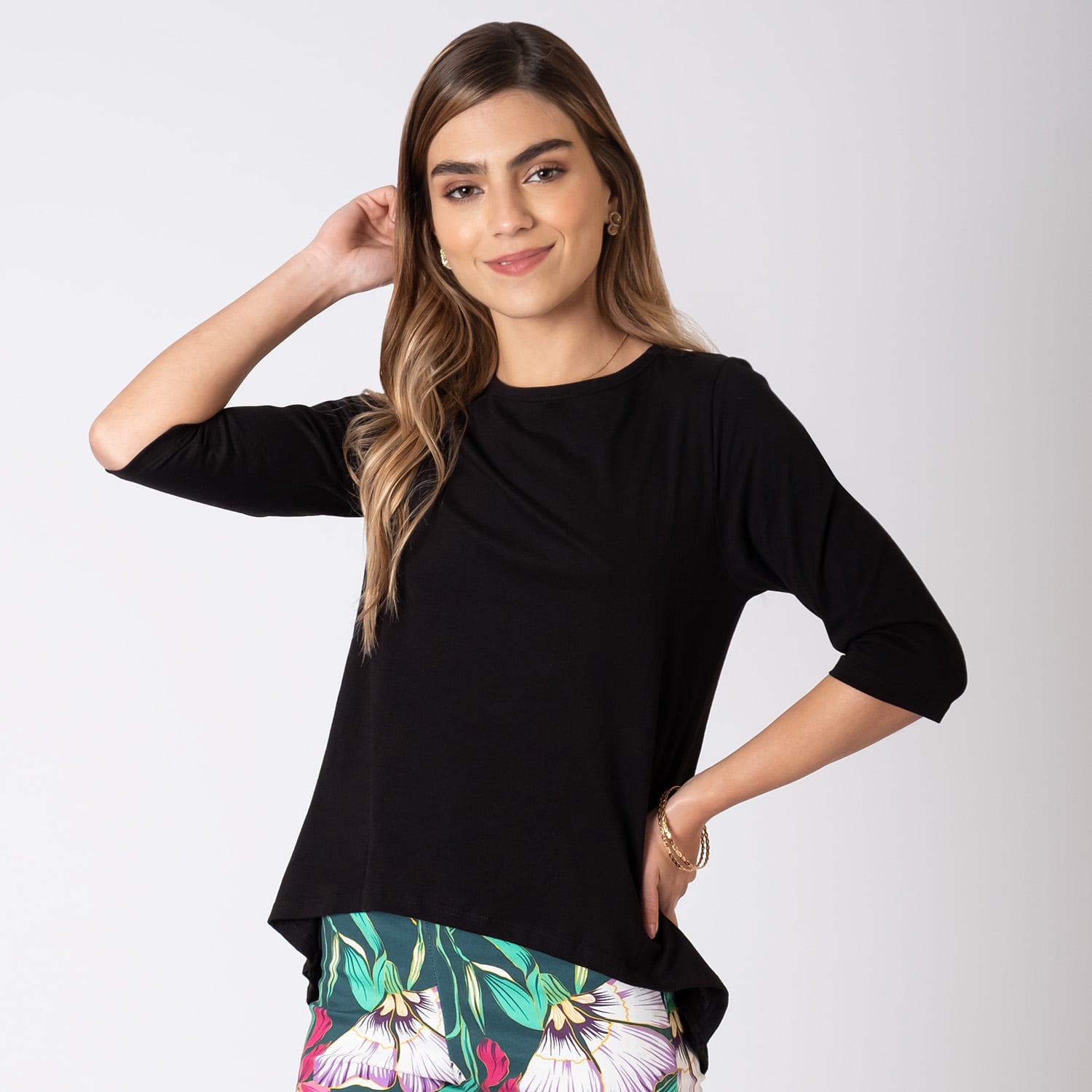 Blusa Sabrina Casual Blanca Manga 3/4 Para Mujer - Siman Guatemala