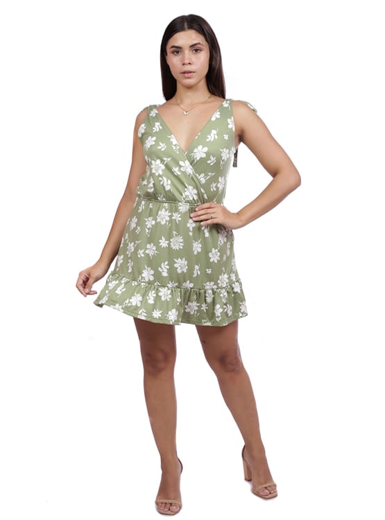 VESTIDO CORTO SUELTO MUJER AZAYU VERDE SEXY CON LAZOS - 2