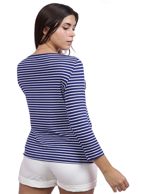 POLO MANGA LARGA MUJER AZAYU AZUL LISTADO - 4