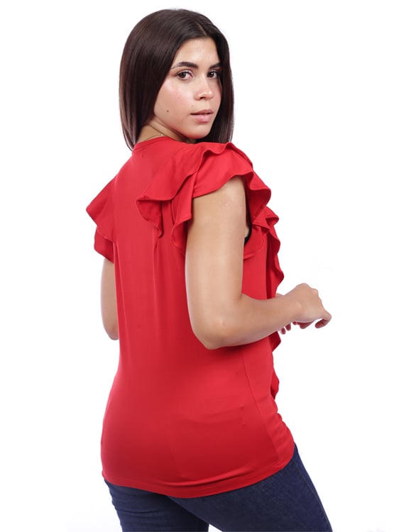 POLO MANGA CORTA MUJER AZAYU ROJO MODA CON BOBOS - 3