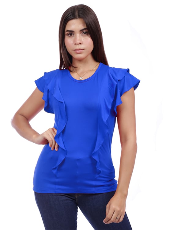 BLUSA MANGA CORTA MUJER AZAYU AZULINO BOBOS BLUXC9BO198 - 1