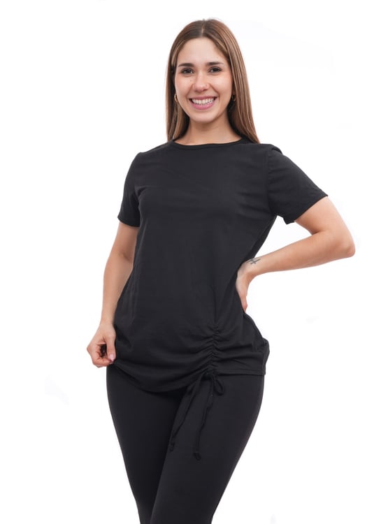 POLO MANGA CORTA MUJER ONATIL NEGRO RECOGIDO POL133RTS01NE - 1