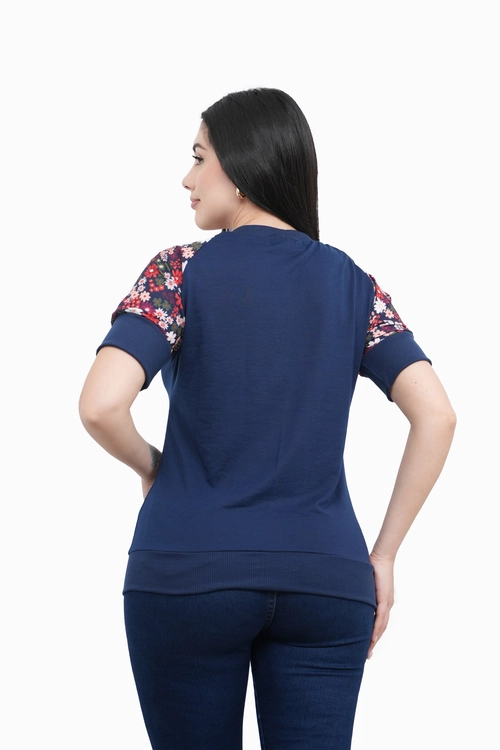 POLO MUJER CON MANGA FLOREADA CON PUÑO Y CUELLO RIB - 2