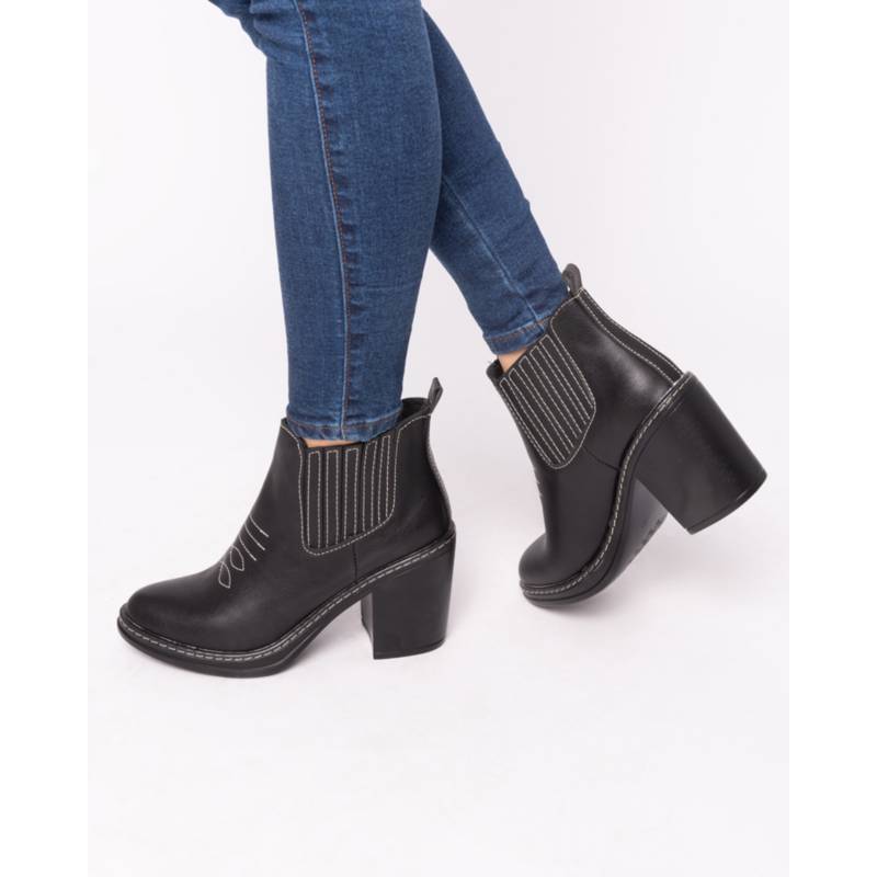 BOTAS MUJER NÉBULA CUERO NEGRO TEXANA - 1