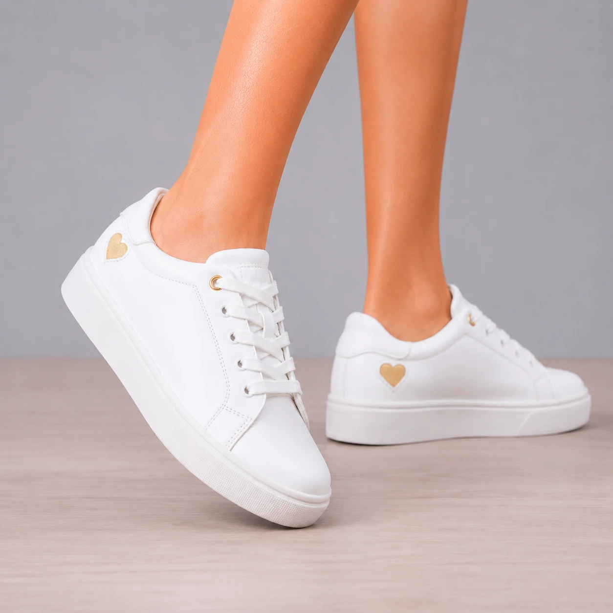 ZAPATILLAS URBANAS MUJER AREZZO BLANCO CORAZÓN DORADO - 1