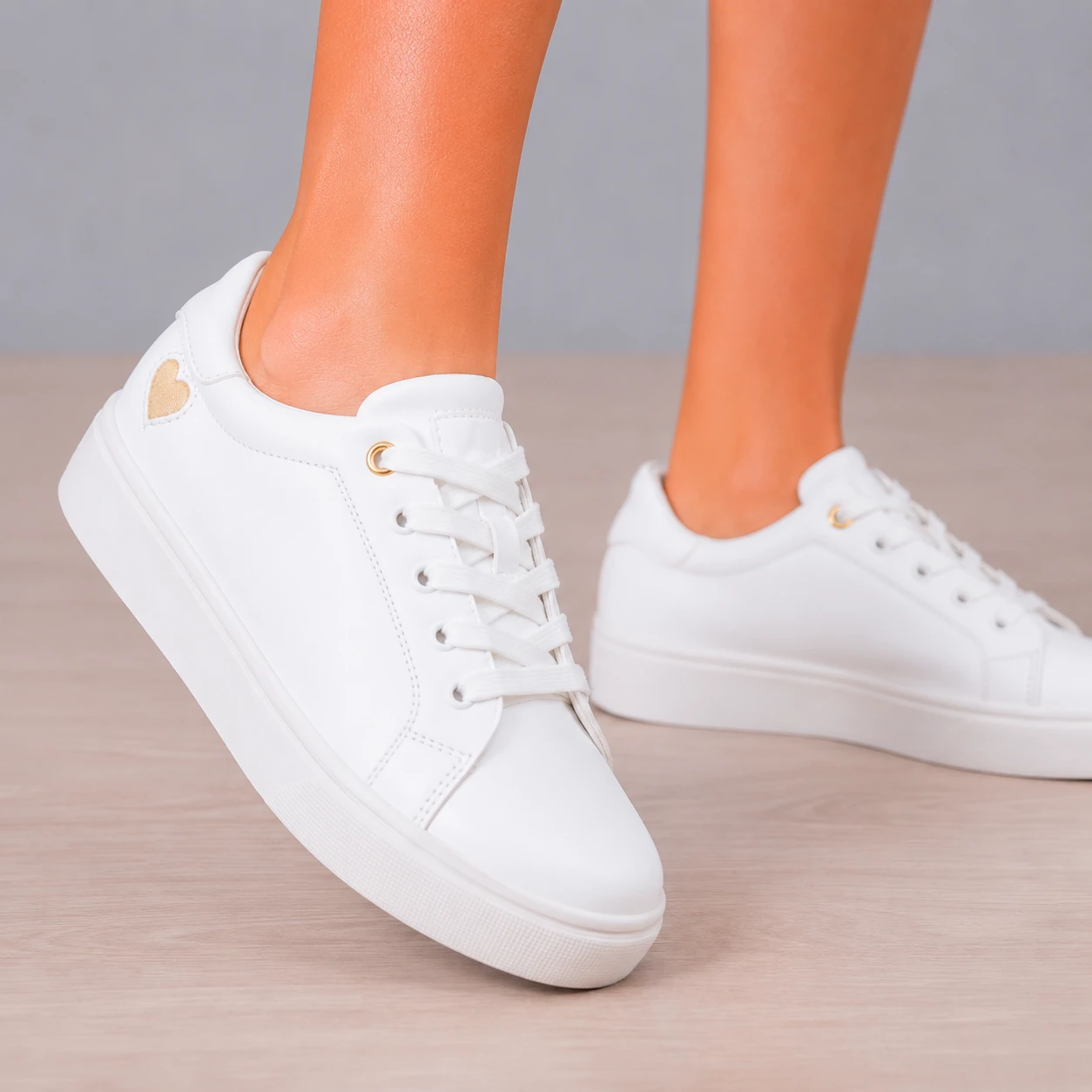 ZAPATILLAS URBANAS MUJER AREZZO BLANCO CORAZÓN DORADO - 3