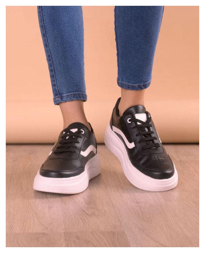 ZAPATILLAS URBANAS MUJER OLAS NEGRO CON BLANCO - 2