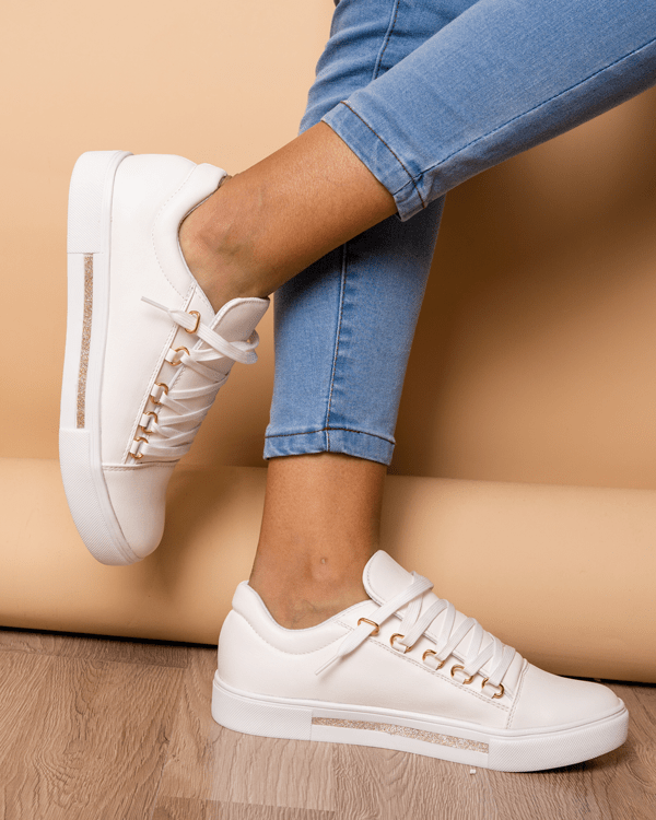 ZAPATILLAS URBANAS MUJER LETICIA BLANCO CON PLATEADO - 1