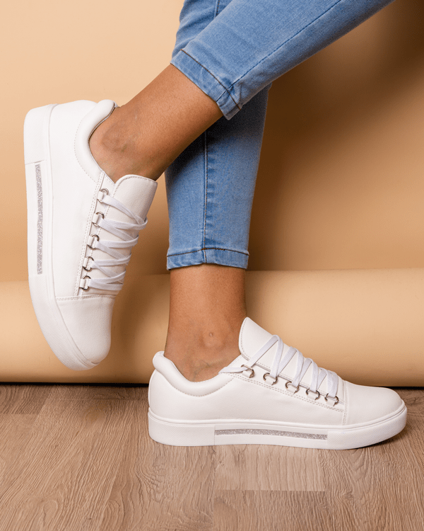 ZAPATILLAS URBANAS MUJER LETICIA BLANCO CON PLATEADO - 1