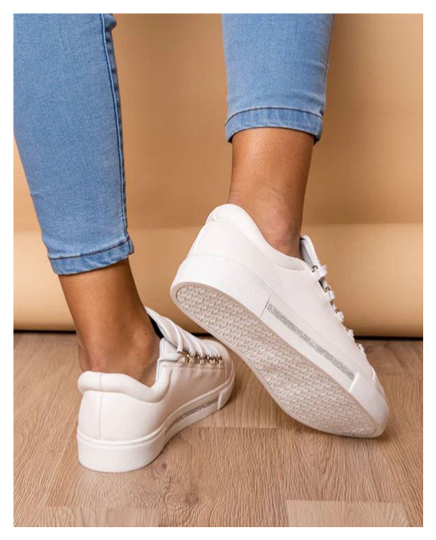 ZAPATILLAS URBANAS MUJER LETICIA BLANCO CON PLATEADO - 2