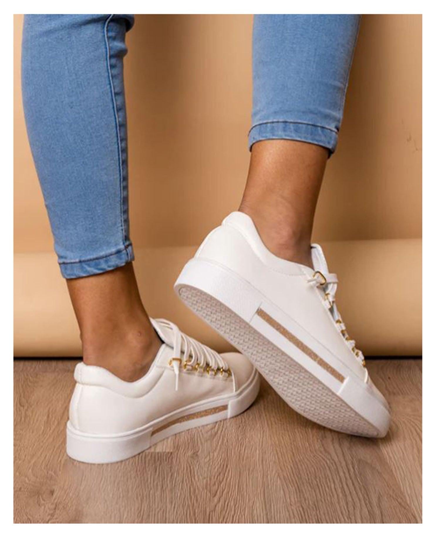 ZAPATILLAS URBANAS MUJER LETICIA BLANCO CON PLATEADO - 3