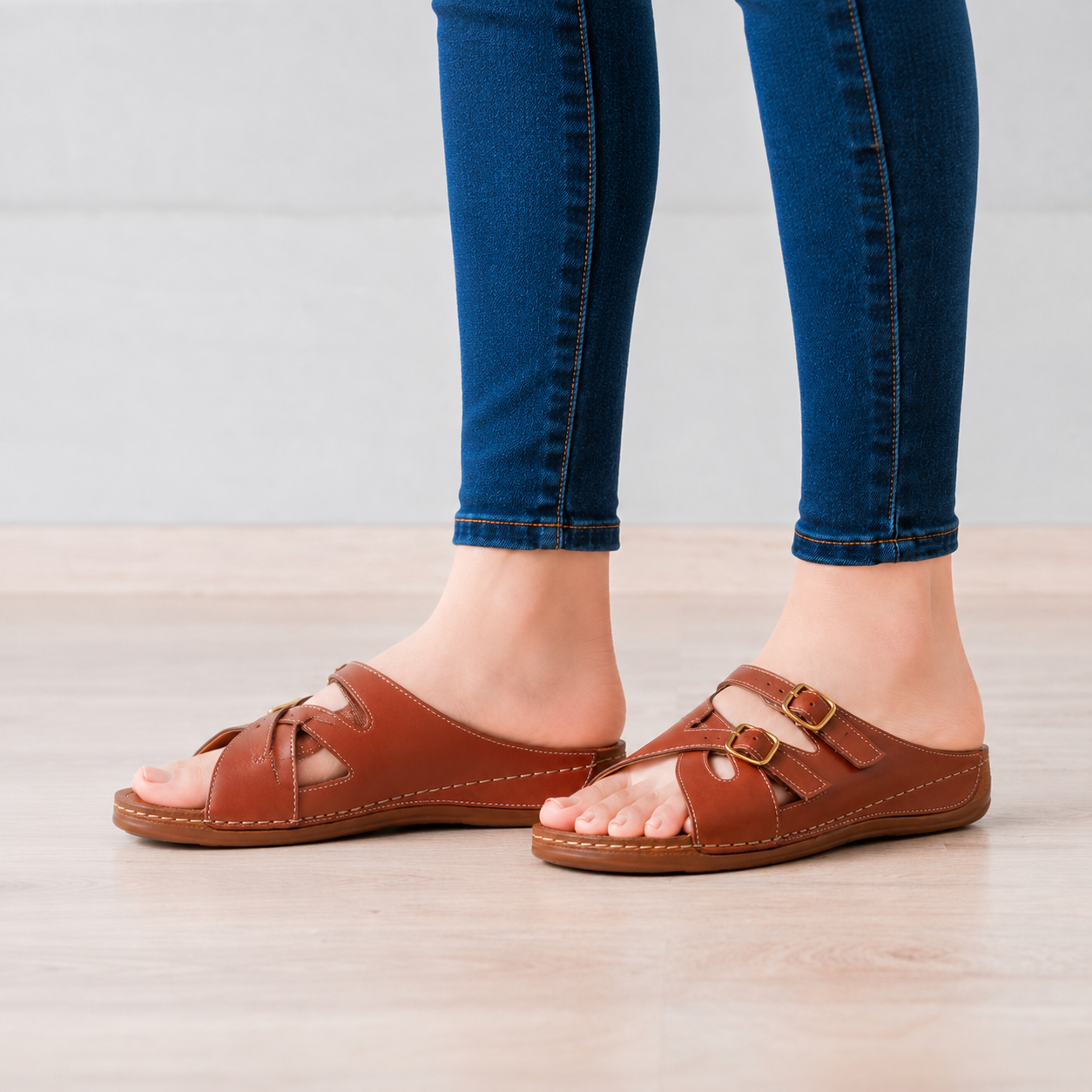 SANDALIAS CASUALES MUJER HERINODES MARRON - 6