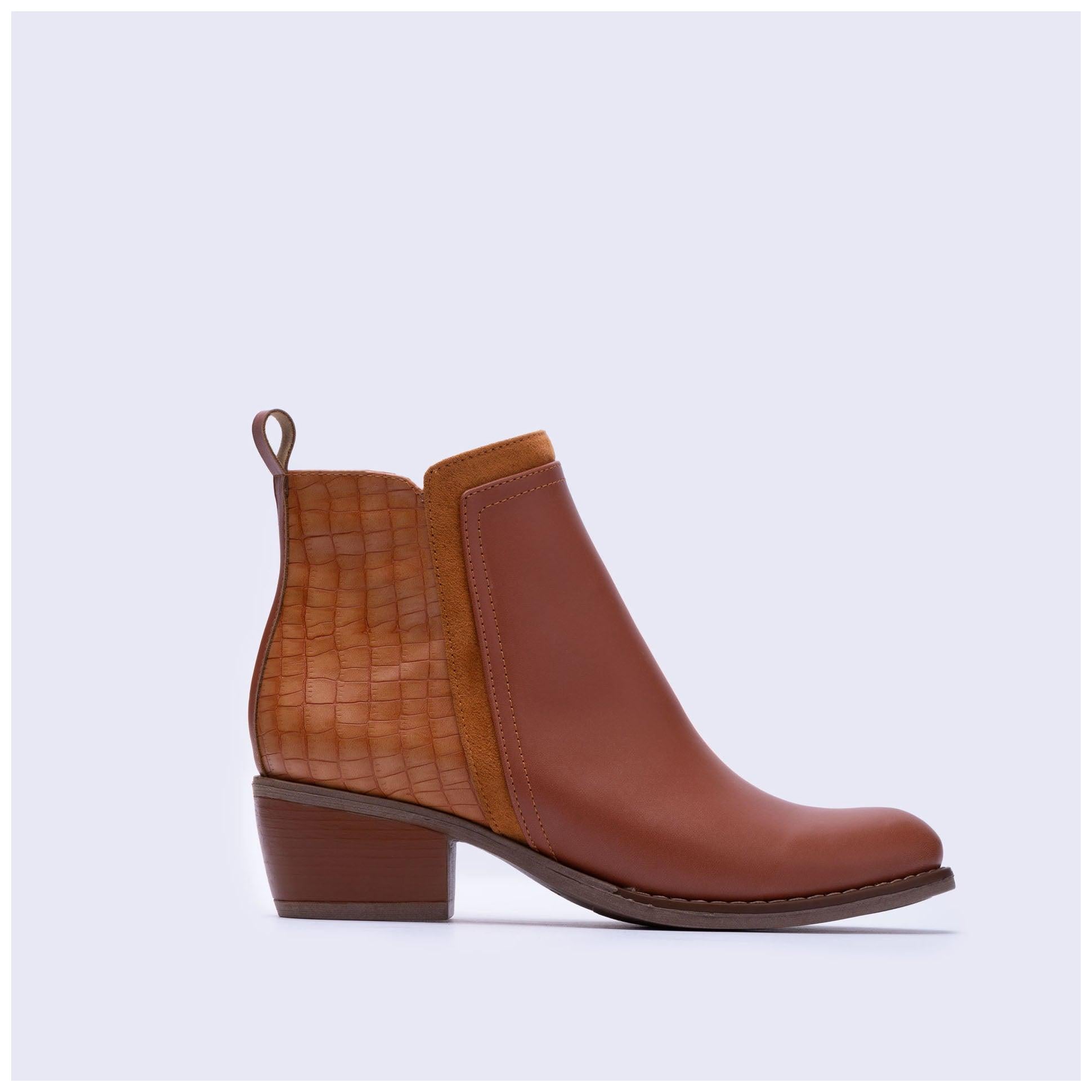 BOTINES MUJER NESEBAR CAMEL SERPIENTE - 4