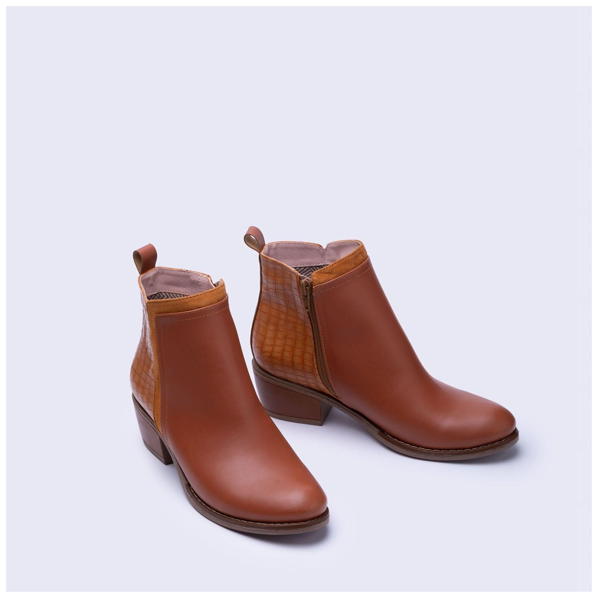 BOTINES MUJER NESEBAR CAMEL SERPIENTE - 5