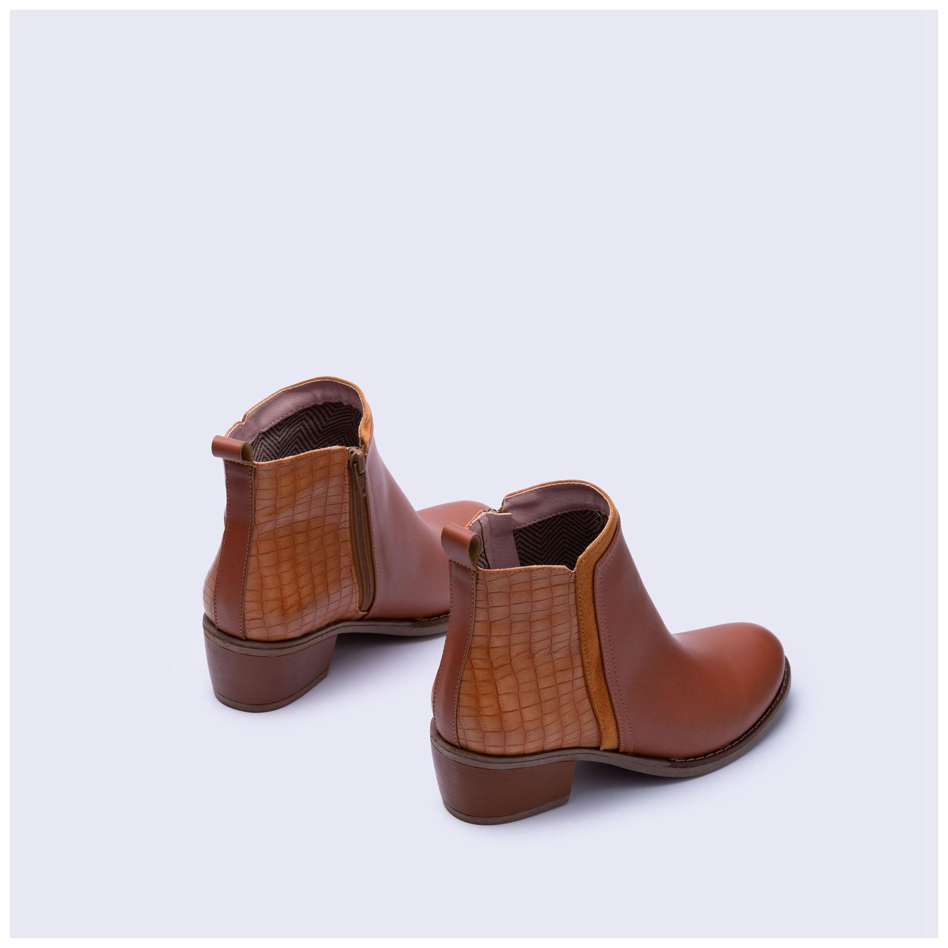 BOTINES MUJER NESEBAR CAMEL SERPIENTE - 6