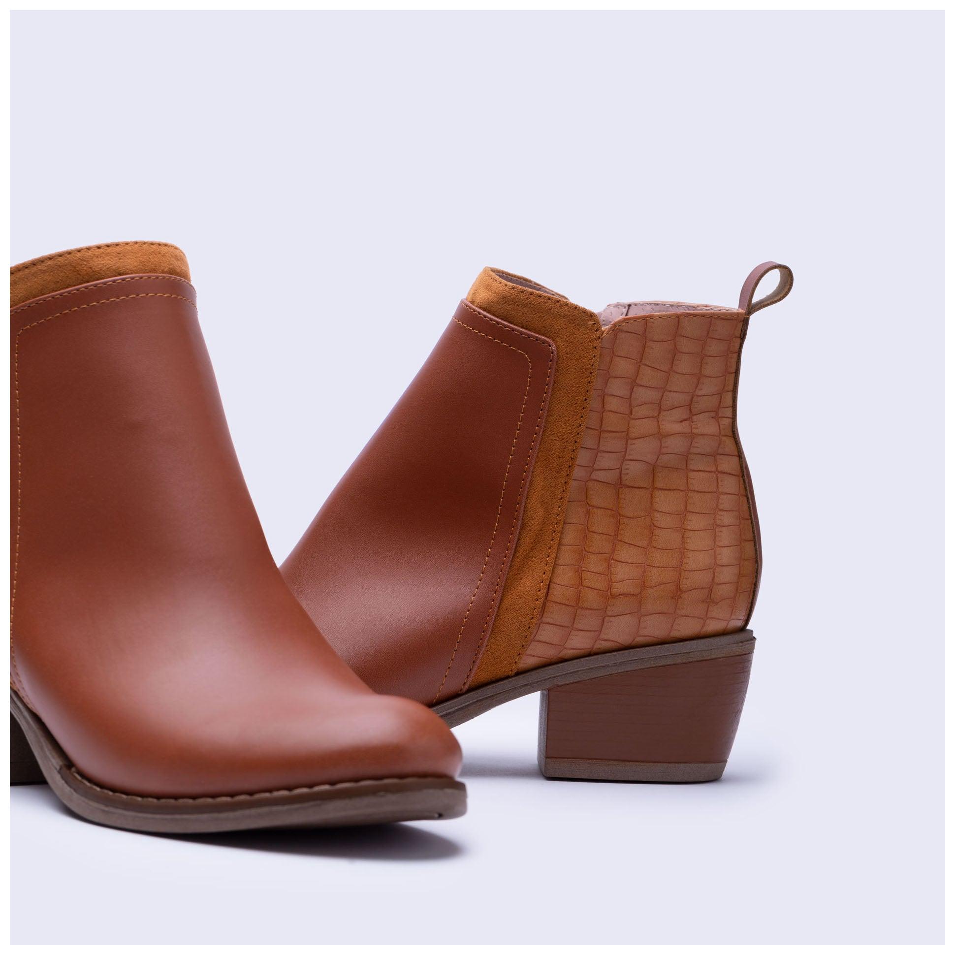 BOTINES MUJER NESEBAR CAMEL SERPIENTE - 7