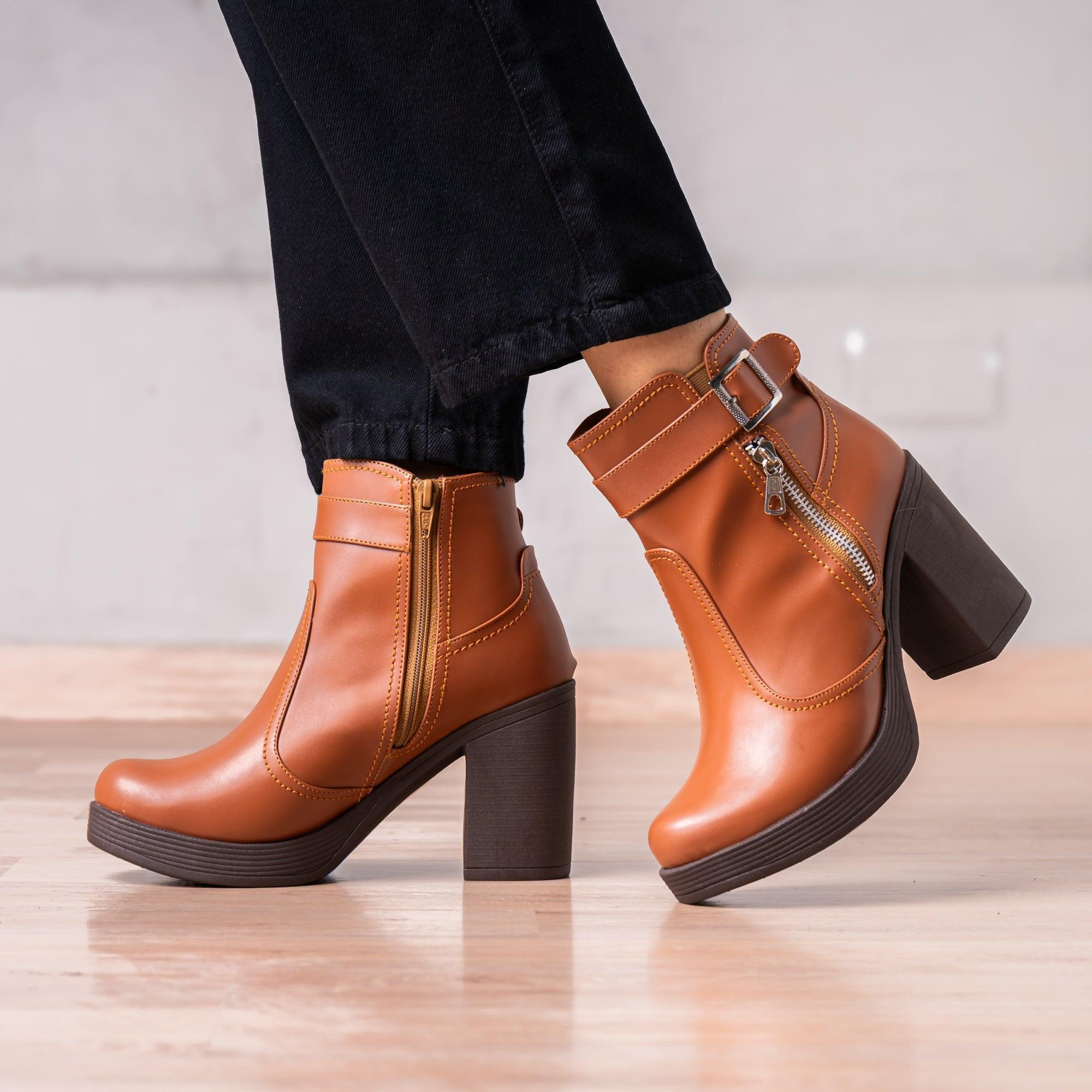 BOTINES MUJER VEATA CAMEL - 1