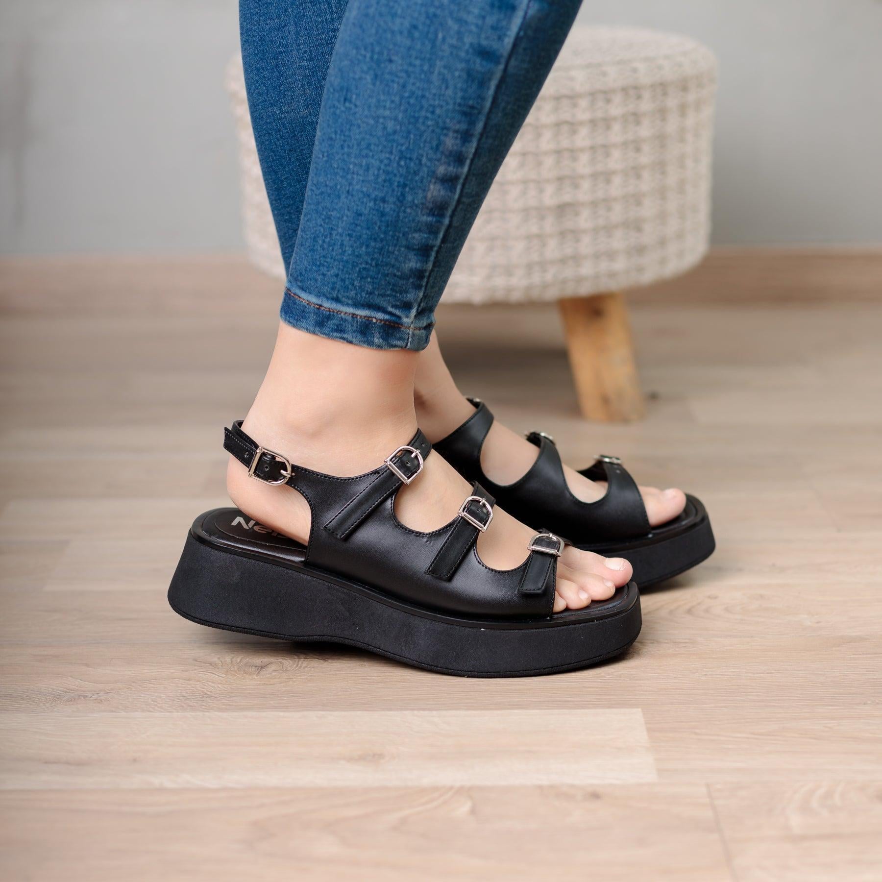 SANDALIAS CASUALES MUJER ELEL NEGRO - 1