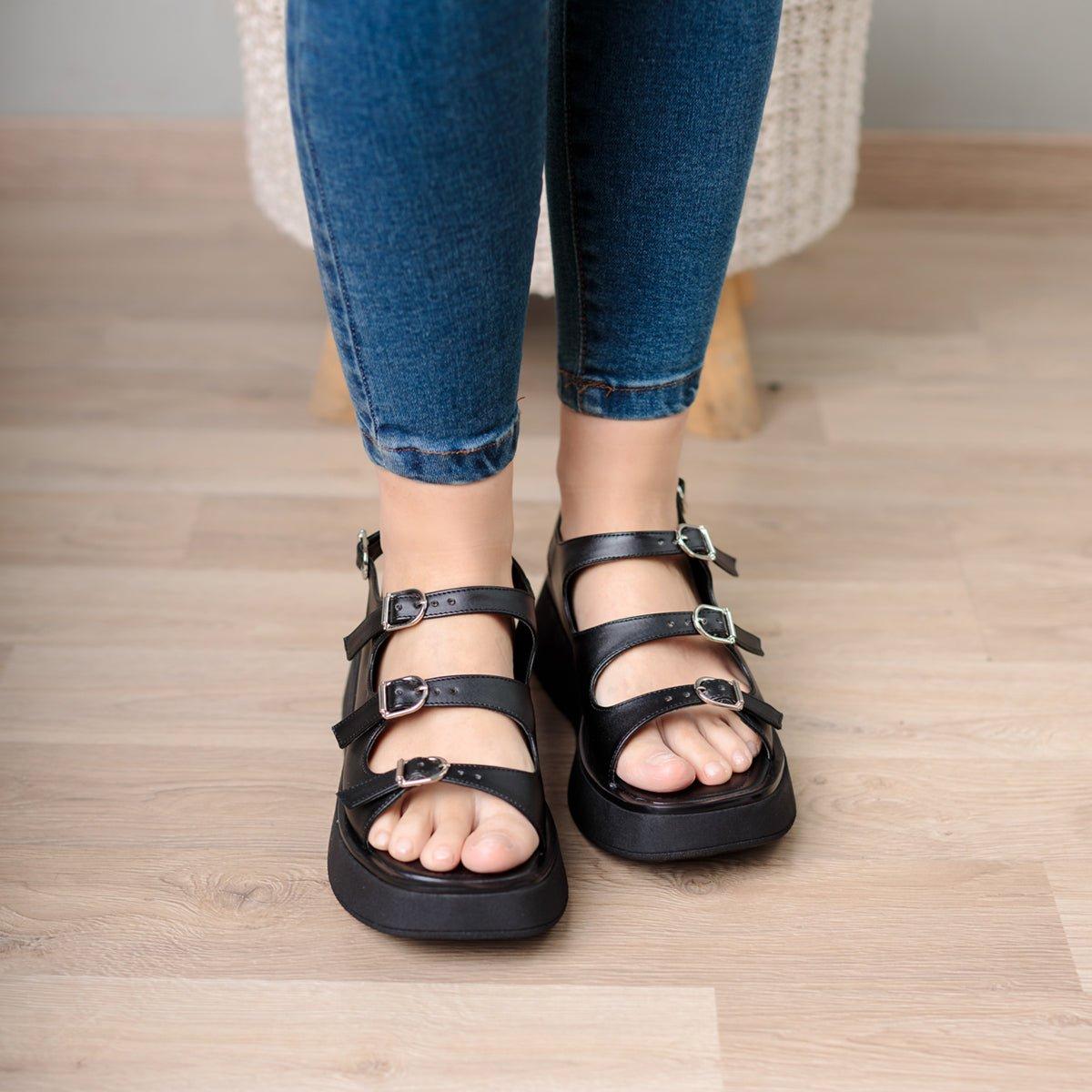 SANDALIAS CASUALES MUJER ELEL NEGRO - 2