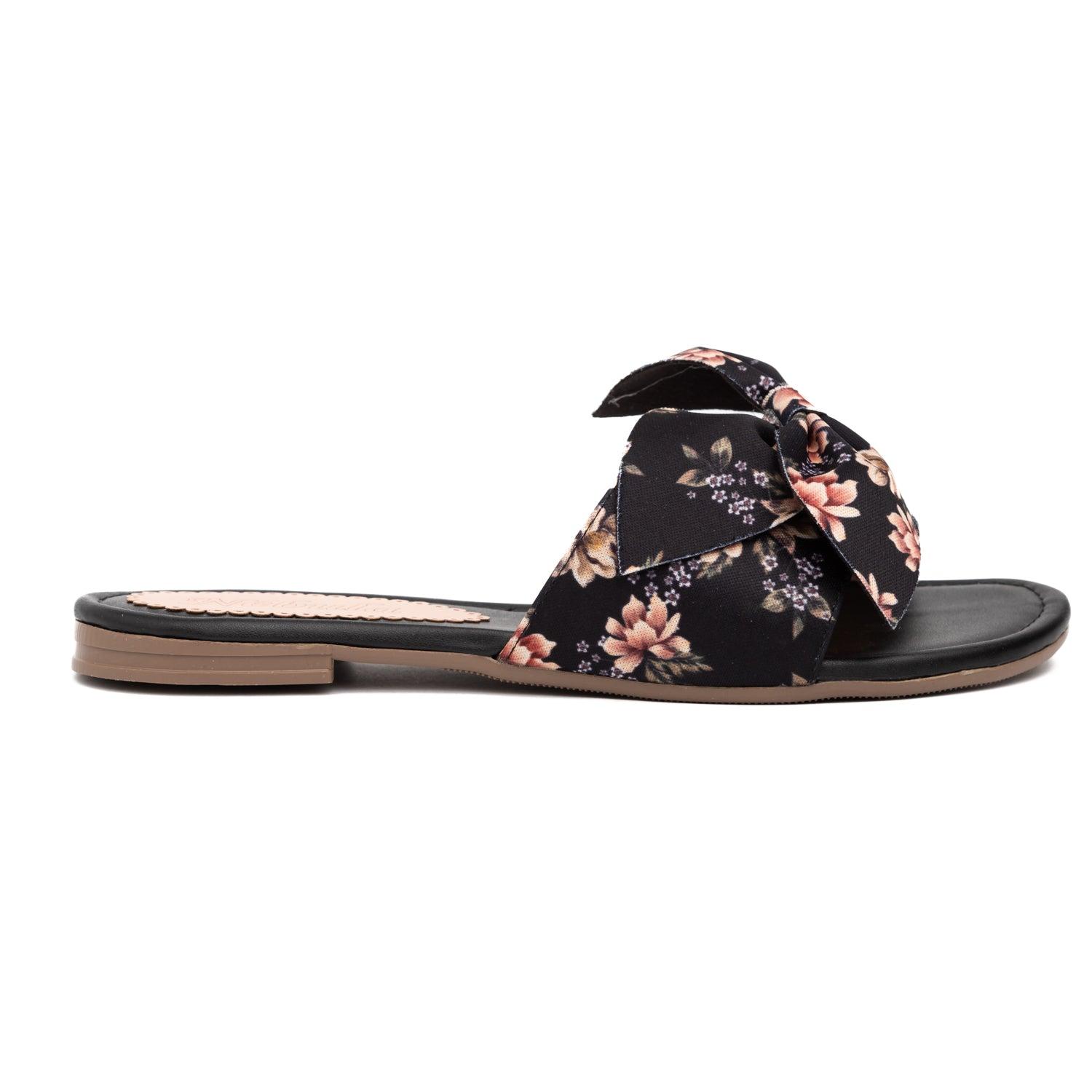 SANDALIAS CASUALES MUJER FLOR FLOREADO NEGRO 2 - 2