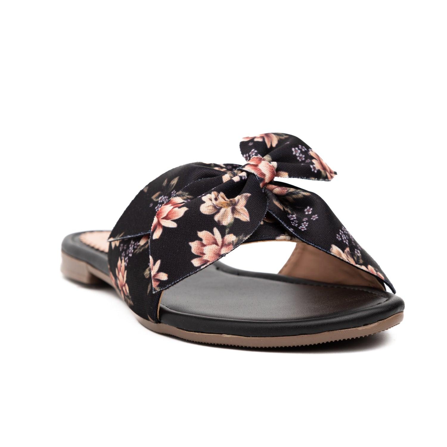 SANDALIAS CASUALES MUJER FLOR FLOREADO NEGRO 2 - 3