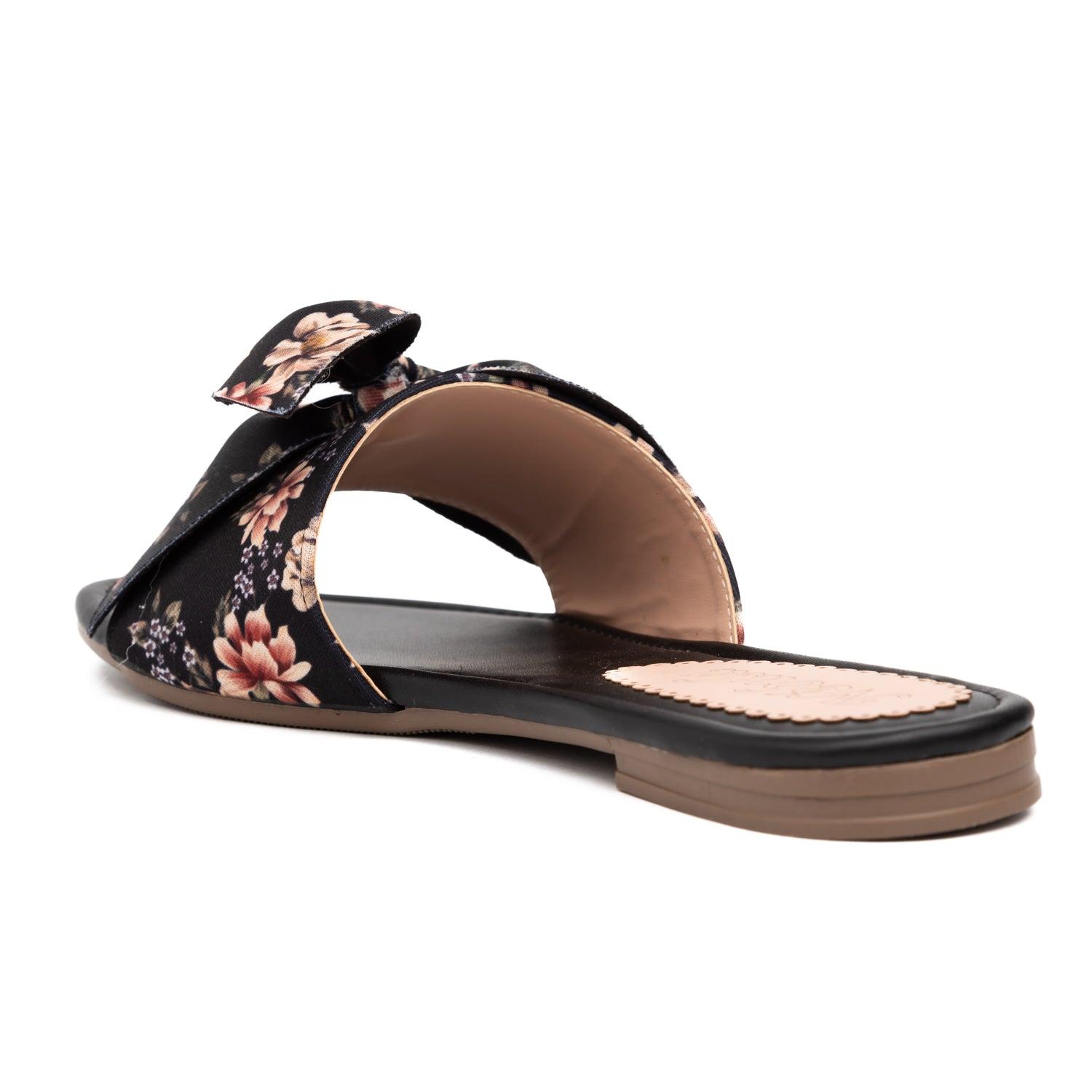 SANDALIAS CASUALES MUJER FLOR FLOREADO NEGRO 2 - 4