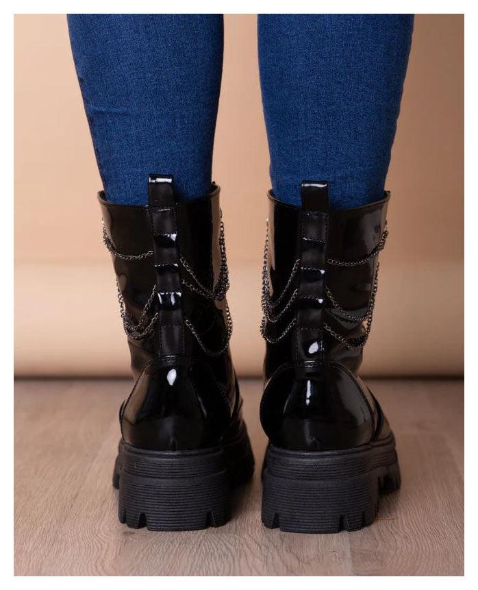 BOTAS MUJER KANSAS NEGRO CHAROL - 3