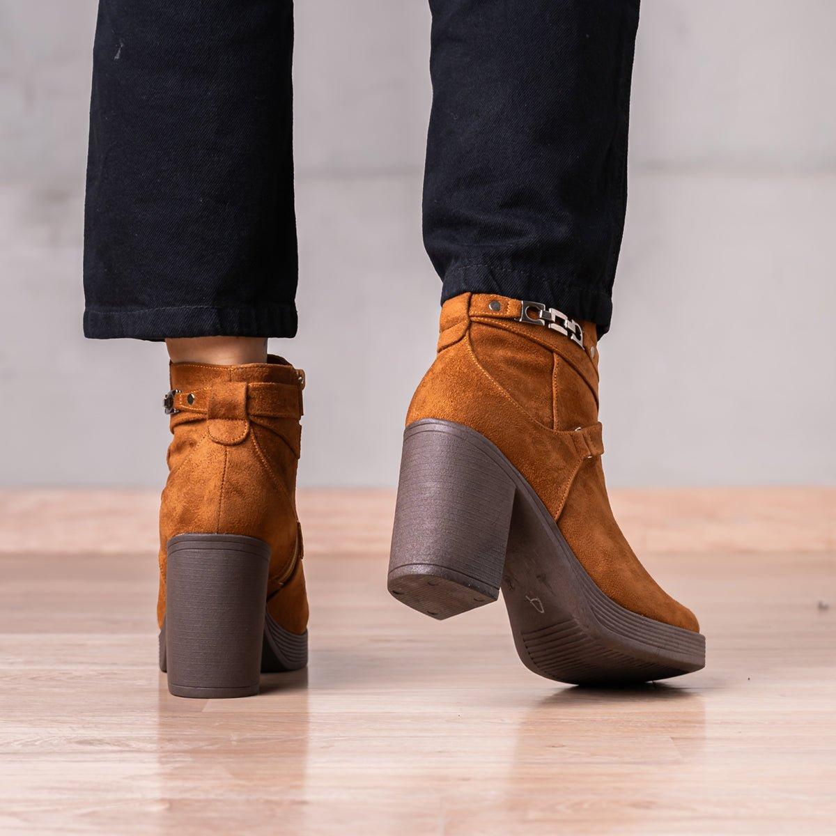 BOTINES MUJER CHAMPETA CAMEL GAMUZA - 3