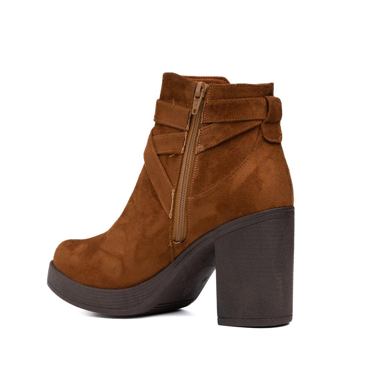 BOTINES MUJER CHAMPETA CAMEL GAMUZA - 6