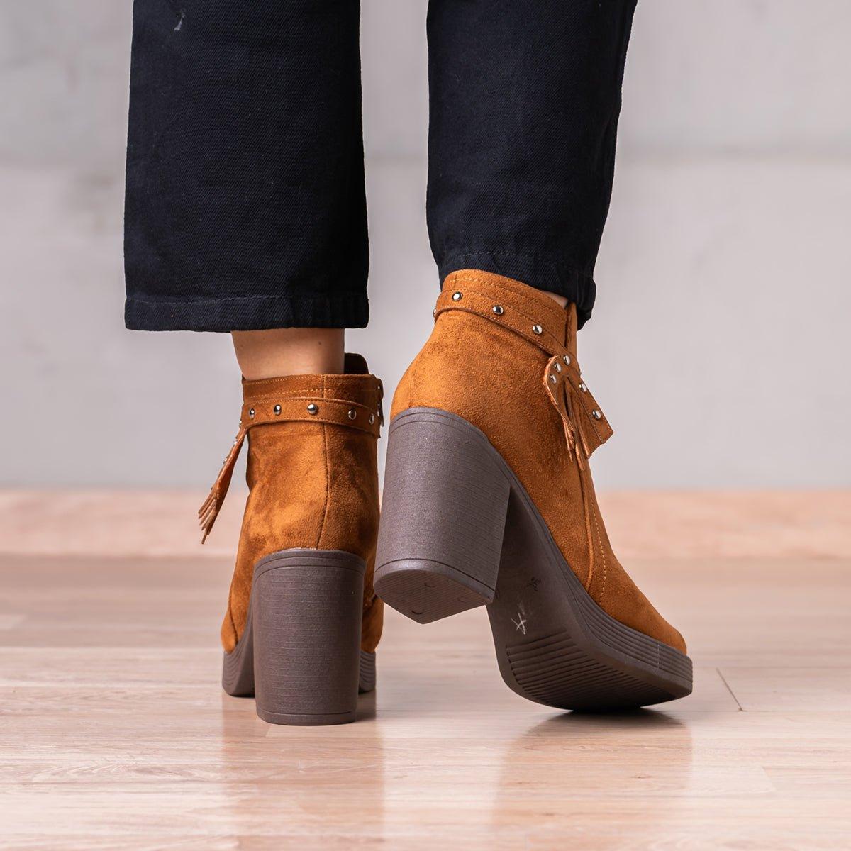 BOTINES MUJER CHENDA CAMEL GAMUZA - 3
