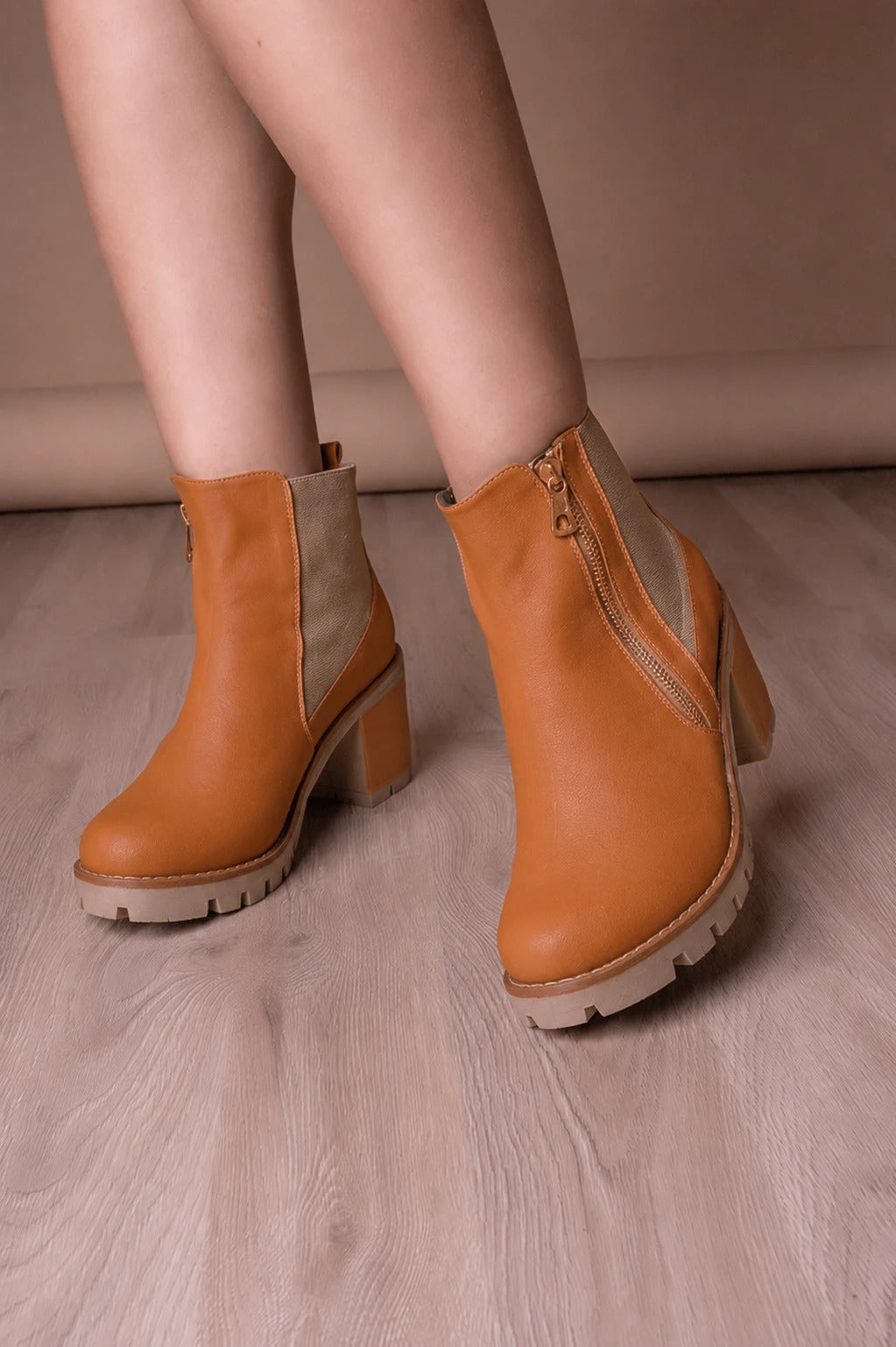 BOTINES MUJER BOLONIA CAMEL - 1