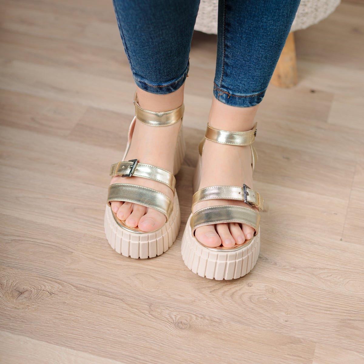 SANDALIAS CASUALES MUJER BRANA DORADO - 2