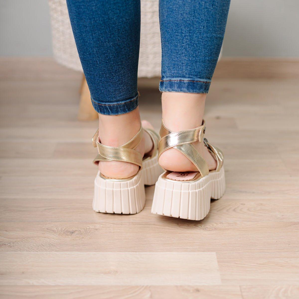 SANDALIAS CASUALES MUJER BRANA DORADO - 3