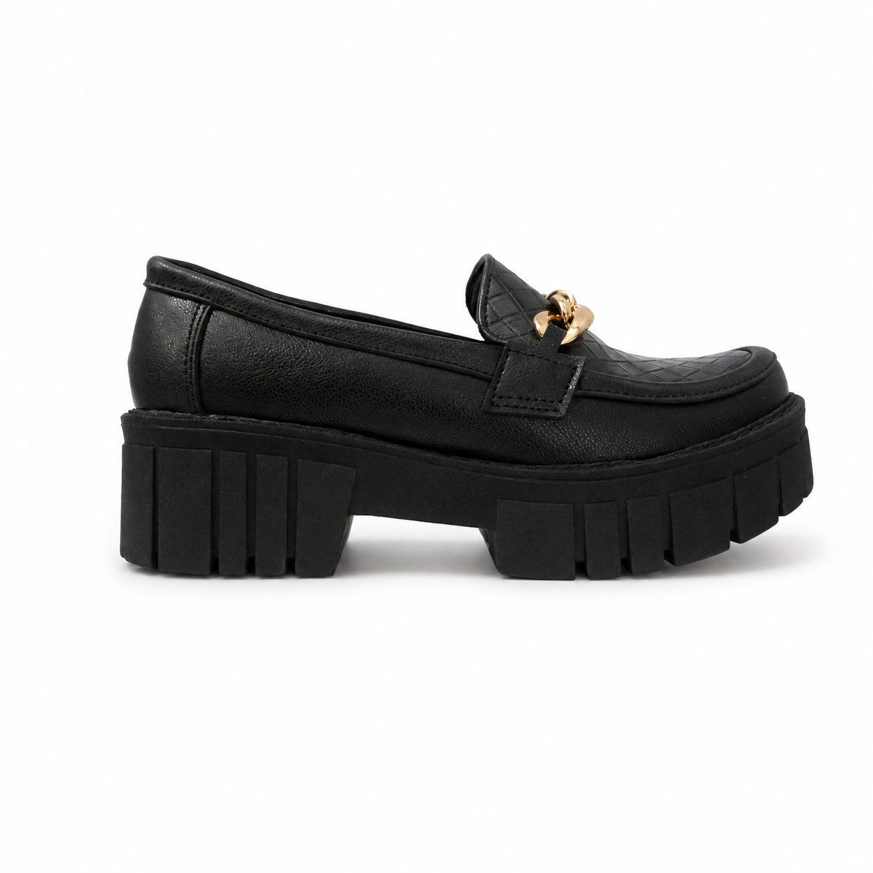 MOCASINES MUJER ANTALYA NEGRO SERPIENTE CADENA DORADA - 2