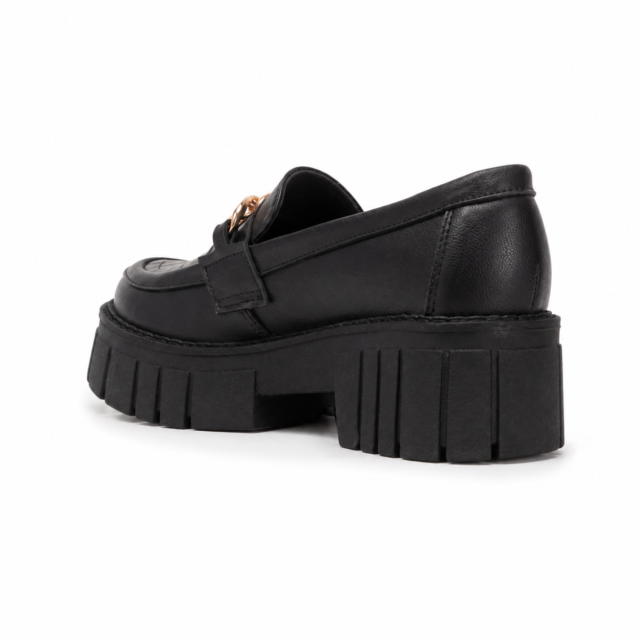 MOCASINES MUJER ANTALYA NEGRO SERPIENTE CADENA DORADA - 4