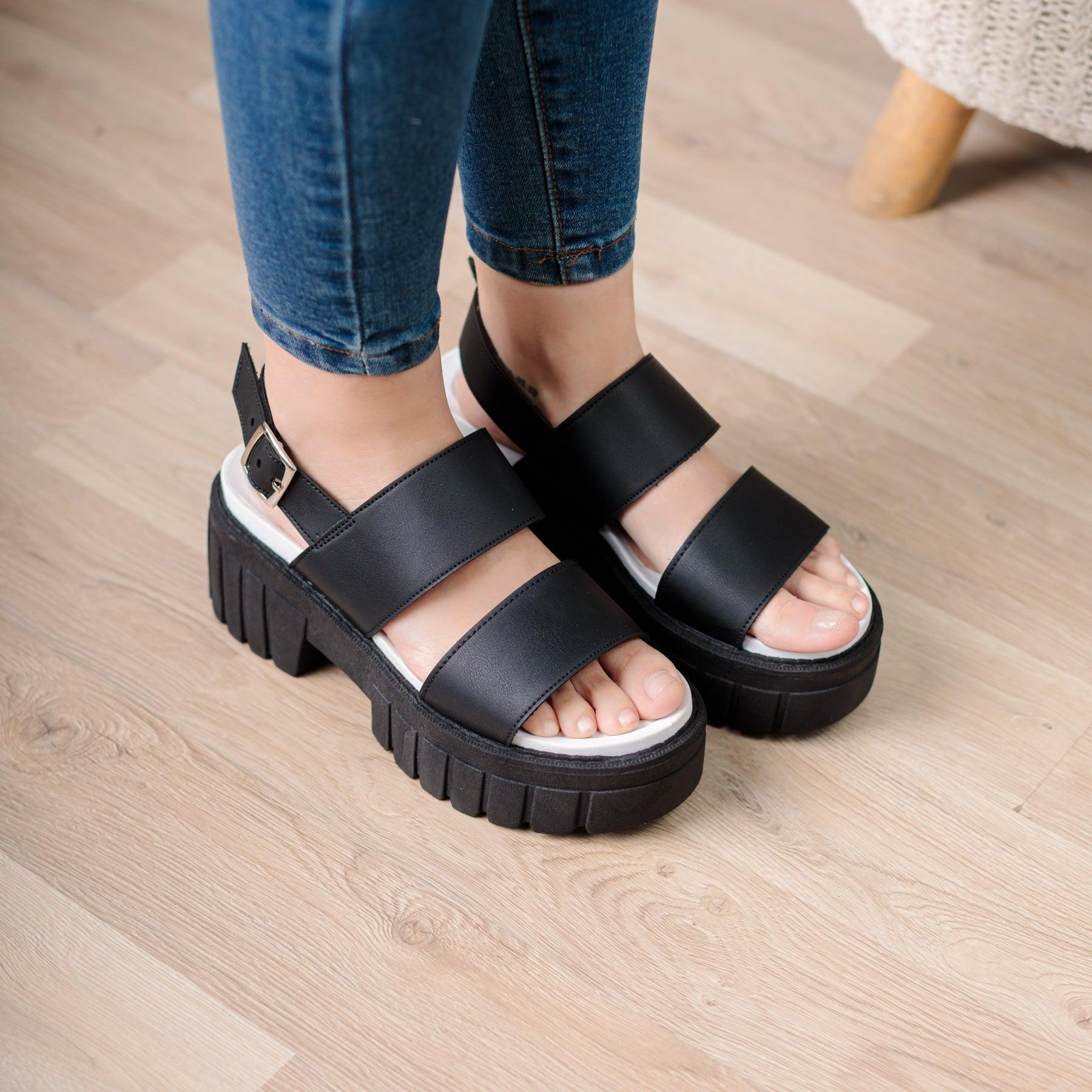 SANDALIAS CASUALES MUJER HANOBI NEGRO - 1