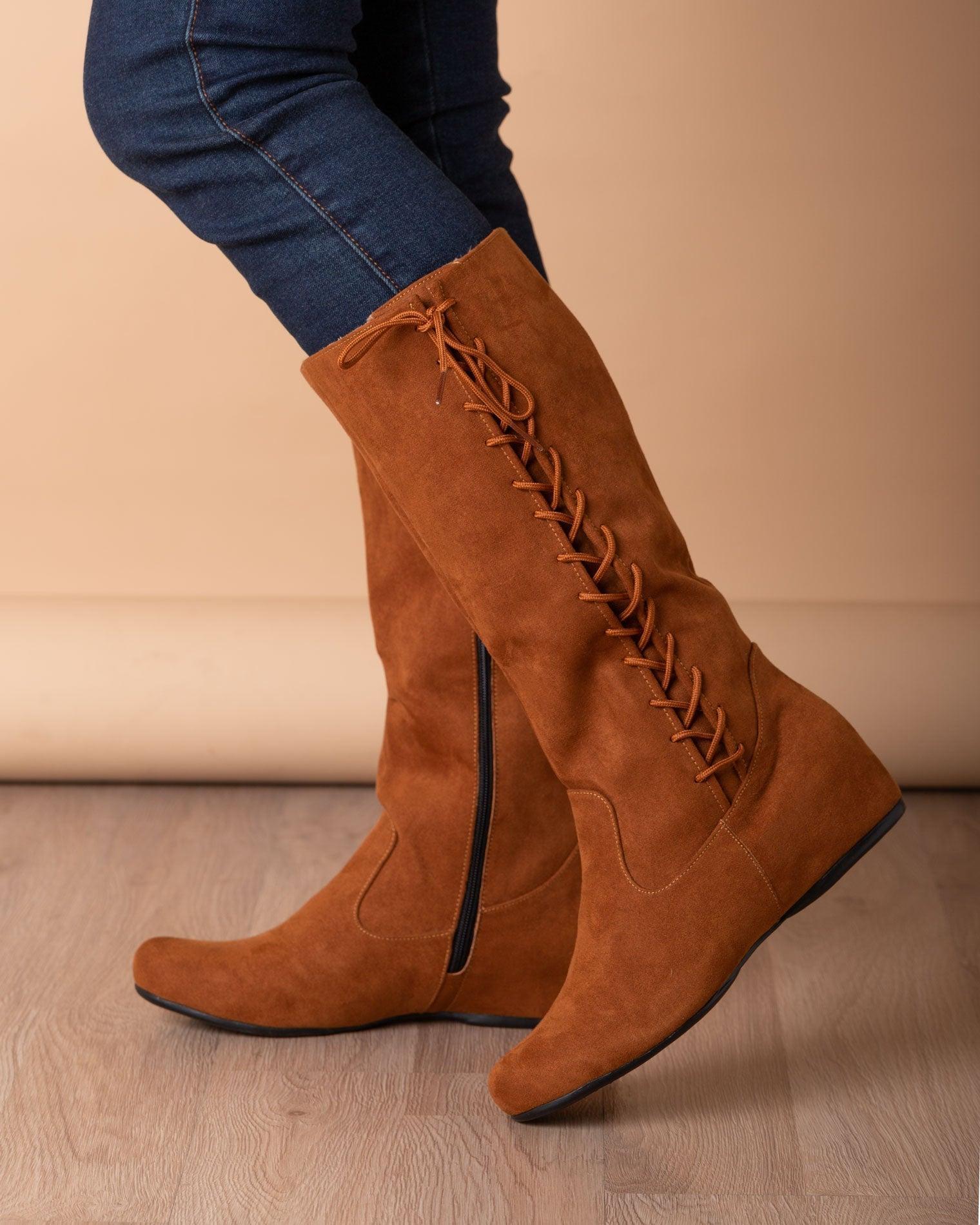 BOTAS MUJER KARRATHA CAMEL GAMUZA - 1