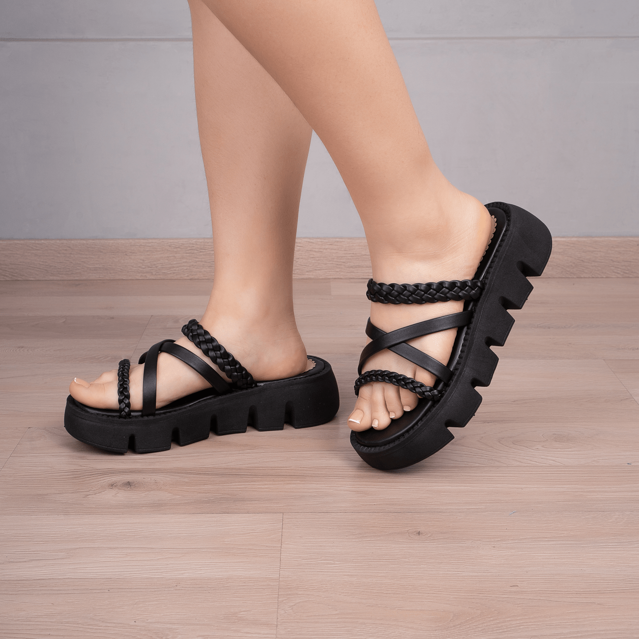 SANDALIAS CASUALES MUJER ABUYA NEGRO - 1