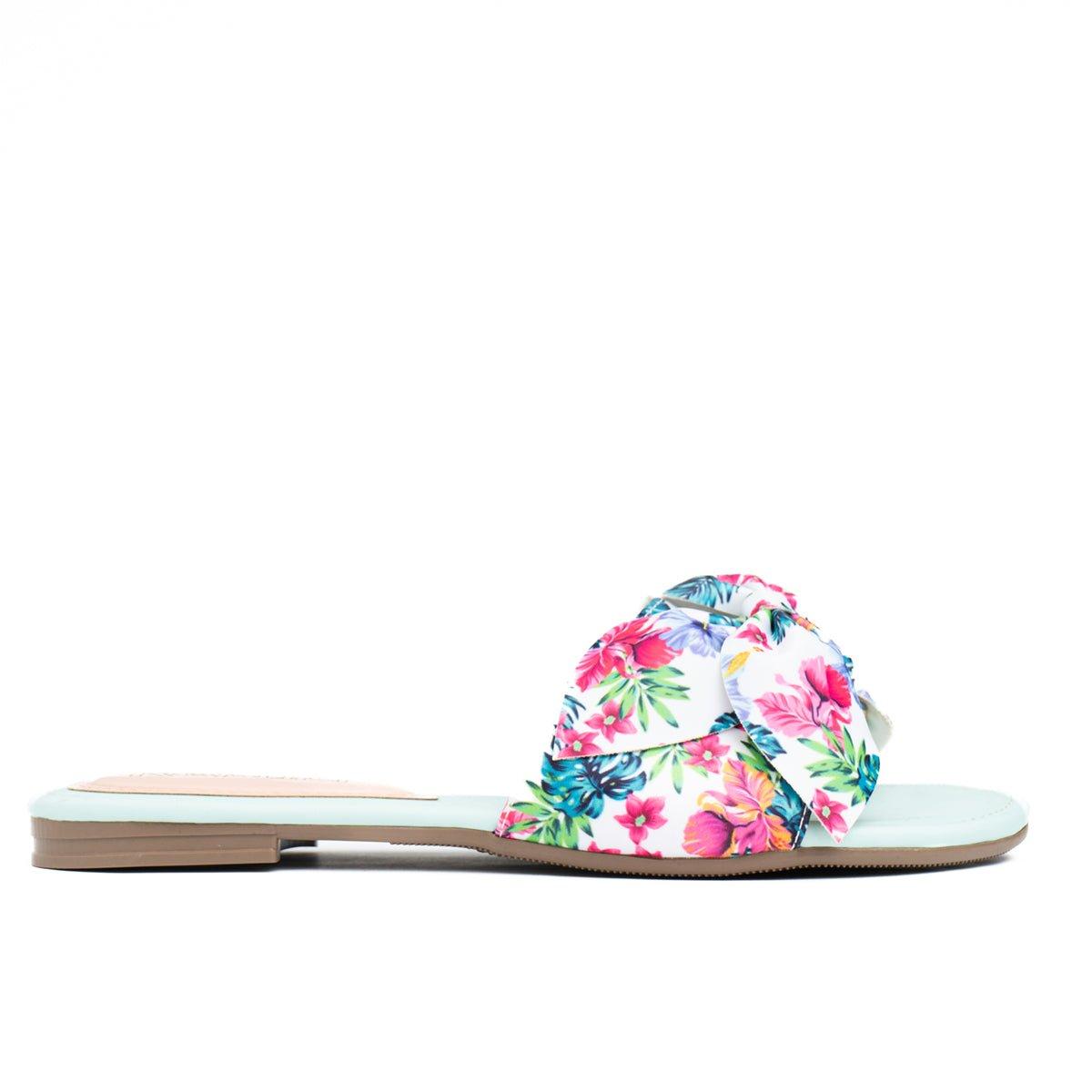 SANDALIAS CASUALES MUJER FLOR FLOREADO VERDE AGUA 3 - 4
