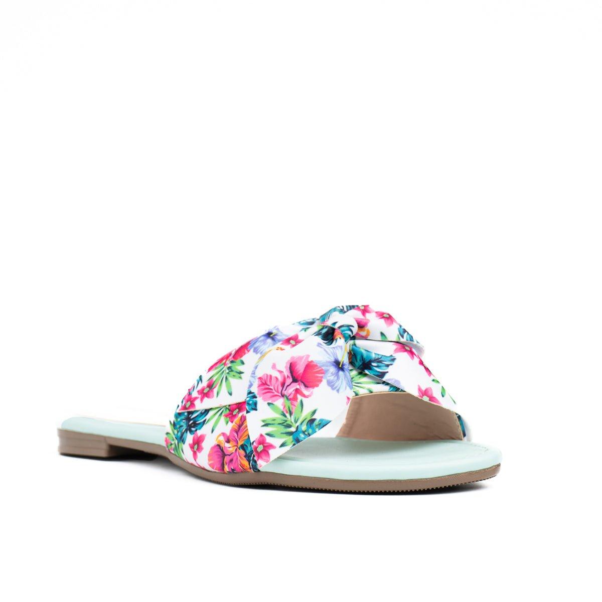SANDALIAS CASUALES MUJER FLOR FLOREADO VERDE AGUA 3 - 5