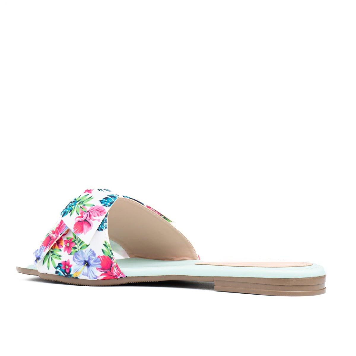 SANDALIAS CASUALES MUJER FLOR FLOREADO VERDE AGUA 3 - 6