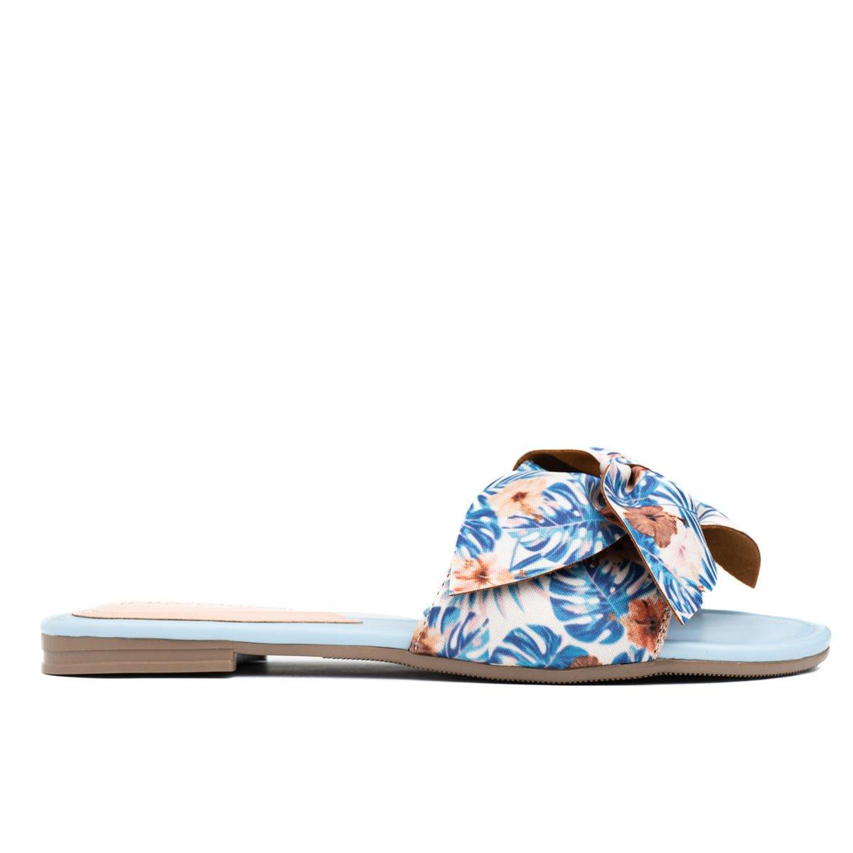 SANDALIAS CASUALES MUJER FLOR FLOREADO CELESTE - 4